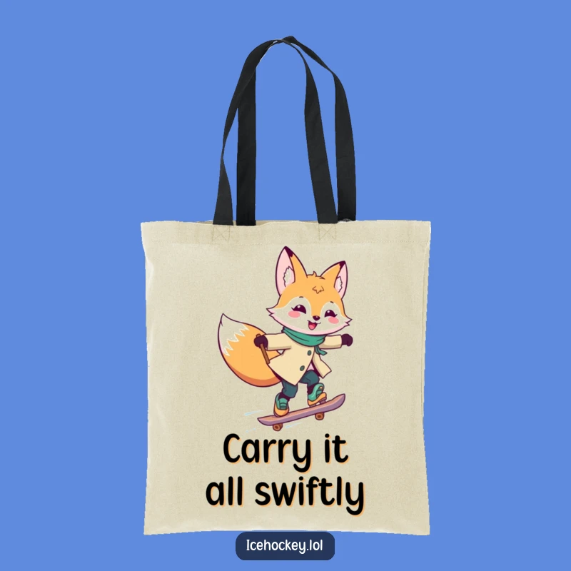 Funny Fox Skating Tote Bag: Durable Fox Gliding Fast, Ideal Funny Gift