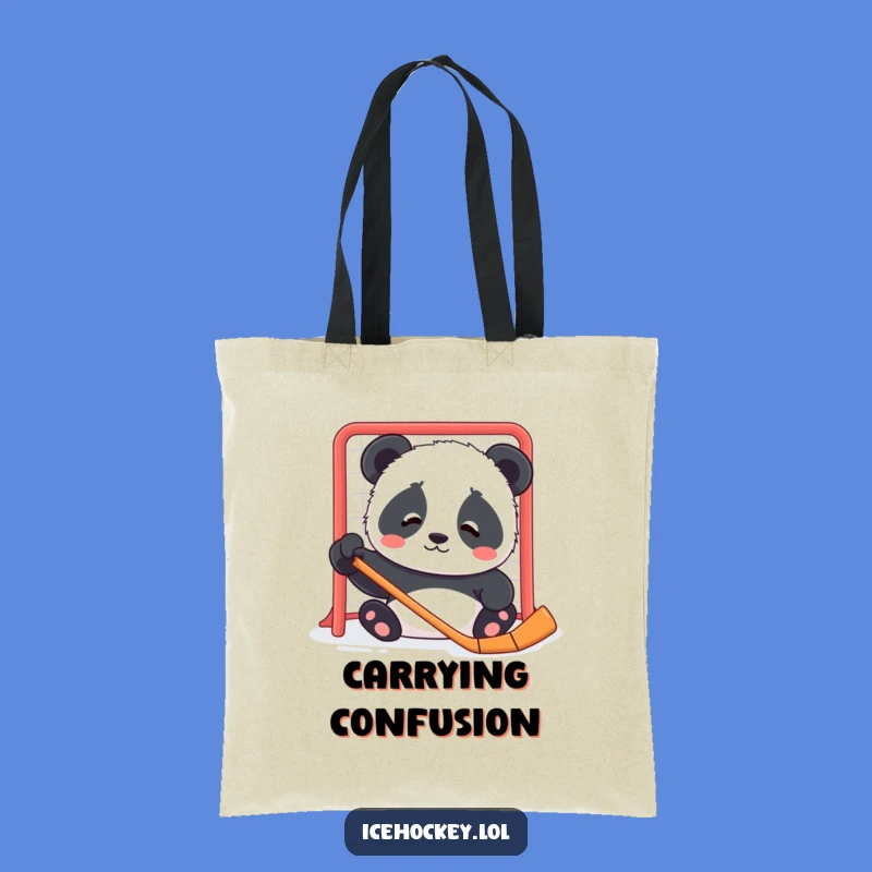 Funny Panda Hockey Tote Bag: Carry Your Essentials with Cub Confusion